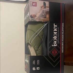 Isotoner Men's Olive Memory Foam Slippers